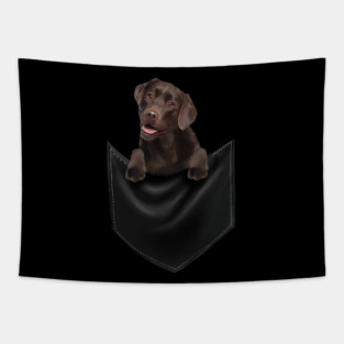 Brown labrador Retriever Dog inside Pocket, Lab Dog Love Tapestry
