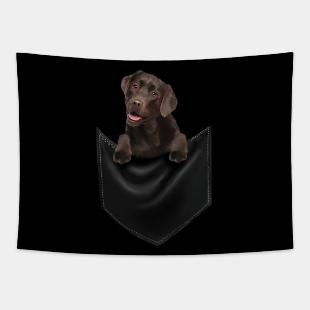 Brown labrador Retriever Dog inside Pocket, Lab Dog Love Tapestry by logiamerch