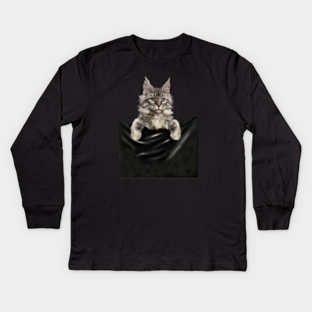 Main Coon Cat, Main Coon inside Pocket Kids Long Sleeve T-Shirt by logiamerch