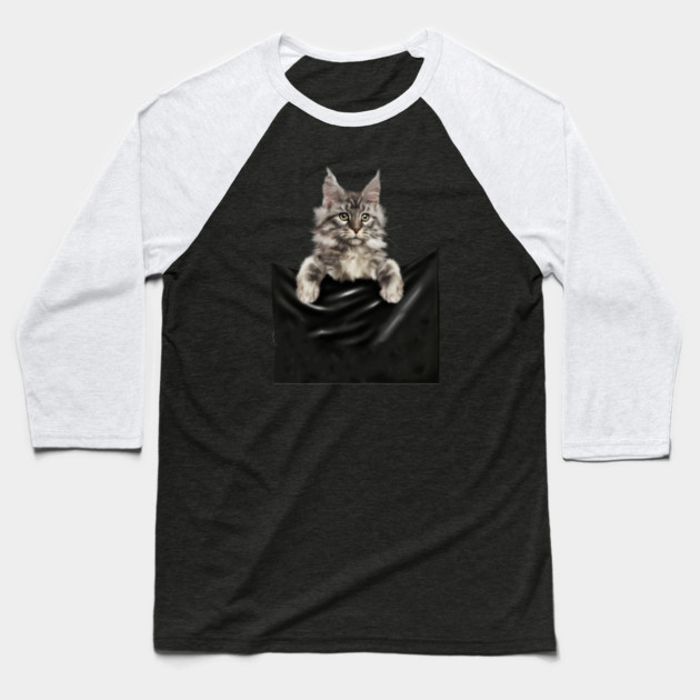 Main Coon Cat, Main Coon inside Pocket Baseball T-Shirt by logiamerch