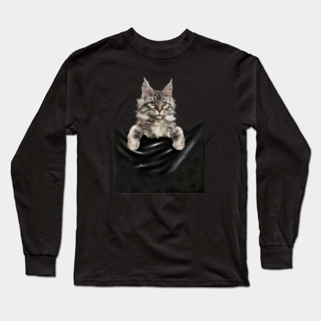 Main Coon Cat, Main Coon inside Pocket Long Sleeve T-Shirt by logiamerch