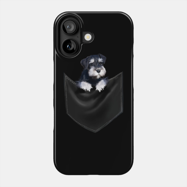 Miniature Schnauzer inside Pocket, Dog Lover Phone Case by logiamerch