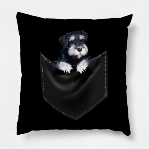 Miniature Schnauzer inside Pocket, Dog Lover Pillow by logiamerch