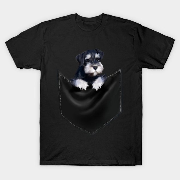 Miniature Schnauzer inside Pocket, Dog Lover T-Shirt by logiamerch