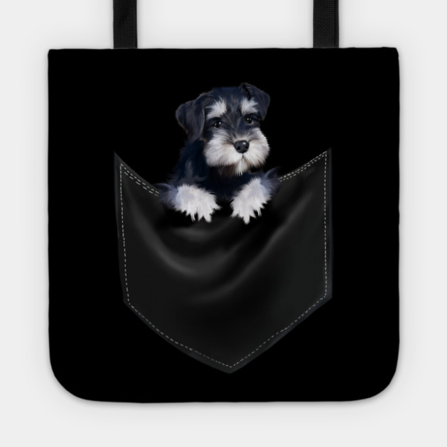 Miniature Schnauzer inside Pocket, Dog Lover Tote by logiamerch