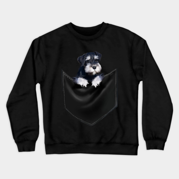 Miniature Schnauzer inside Pocket, Dog Lover Crewneck Sweatshirt by logiamerch