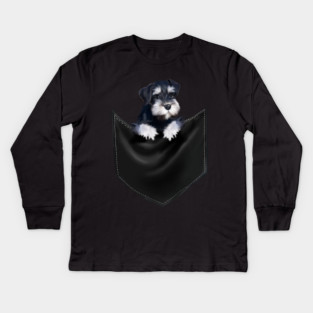 Miniature Schnauzer inside Pocket, Dog Lover Kids Long Sleeve T-Shirt