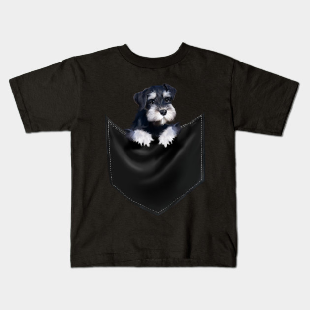 Miniature Schnauzer inside Pocket, Dog Lover Kids T-Shirt by logiamerch