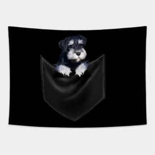 Miniature Schnauzer inside Pocket, Dog Lover Tapestry