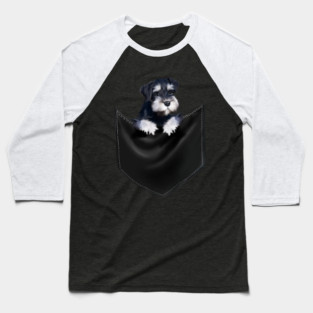 Miniature Schnauzer inside Pocket, Dog Lover Baseball T-Shirt