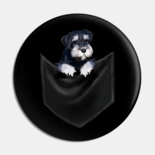 Miniature Schnauzer inside Pocket, Dog Lover Pin