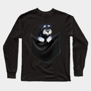 Miniature Schnauzer inside Pocket, Dog Lover Long Sleeve T-Shirt