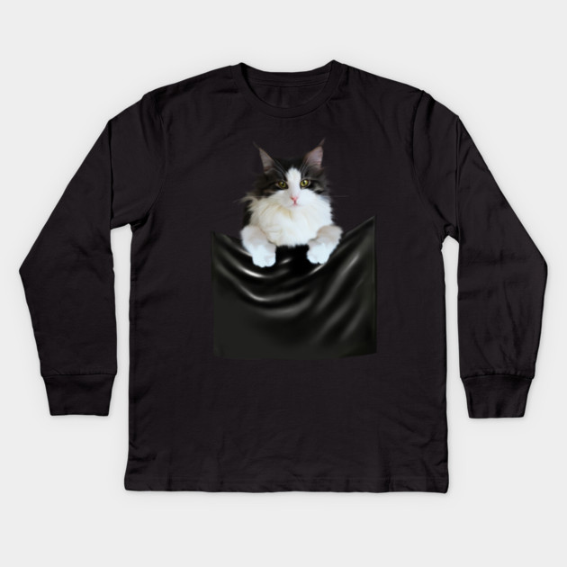 Ragamuffin Cat, Funny Cat Inside Pocket Kids Long Sleeve T-Shirt by logiamerch