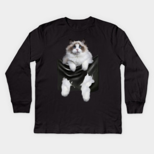 Ragdoll Cat Indside Pocket, Ragdoll Cats, Cat Lover Kids Long Sleeve T-Shirt