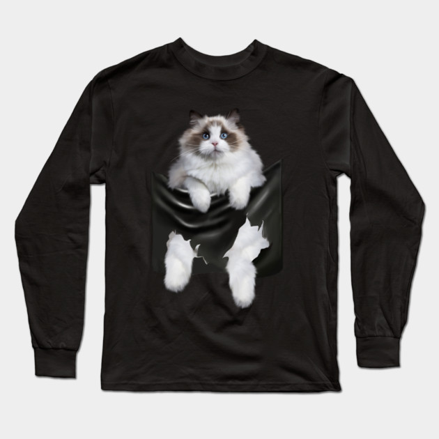 Ragdoll Cat Indside Pocket, Ragdoll Cats, Cat Lover Long Sleeve T-Shirt by logiamerch