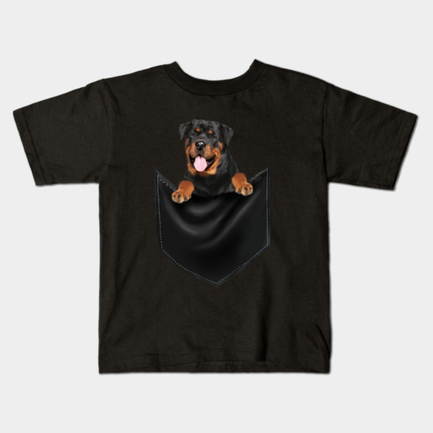 Rottweiler Dog Inside Pocket, Dog Lover Kids T-Shirt by logiamerch