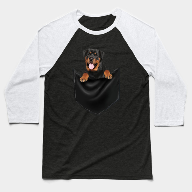 Rottweiler Dog Inside Pocket, Dog Lover Baseball T-Shirt by logiamerch