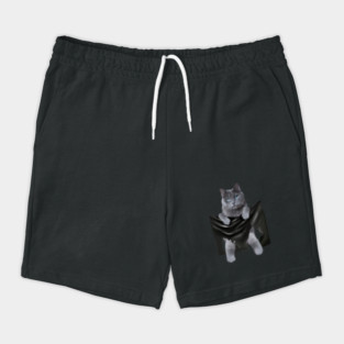 Russian blue Cat inside Pocket, Funny Cat Lover Shorts
