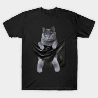 Russian blue Cat inside Pocket, Funny Cat Lover T-Shirt