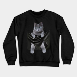 Russian blue Cat inside Pocket, Funny Cat Lover Crewneck Sweatshirt
