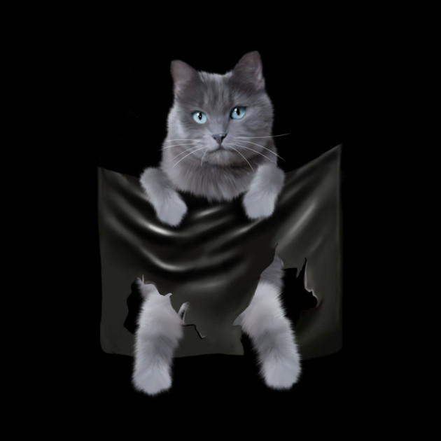 Russian blue Cat inside Pocket, Funny Cat Lover by logiamerch