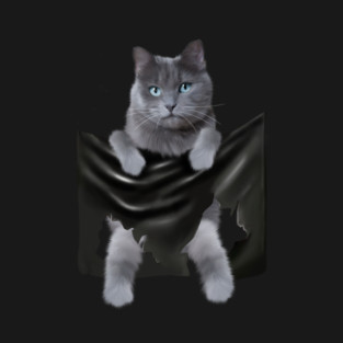 Russian blue Cat inside Pocket, Funny Cat Lover T-Shirt