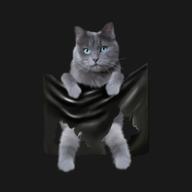 Russian blue Cat inside Pocket, Funny Cat Lover by logiamerch