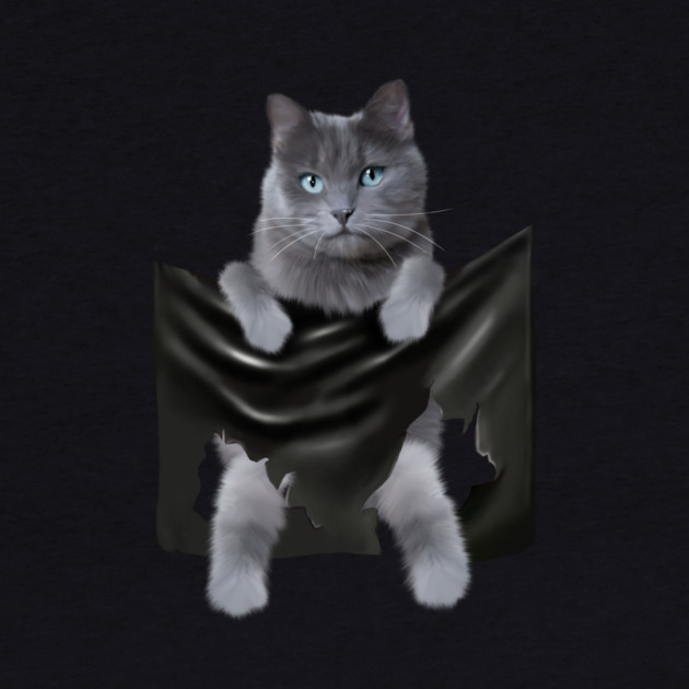 Russian blue Cat inside Pocket, Funny Cat Lover by logiamerch