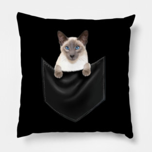 Siamese Cat inside Pocket, Cat Lover Pillow