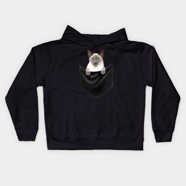 Siamese Cat inside Pocket, Cat Lover Kids Hoodie by logiamerch