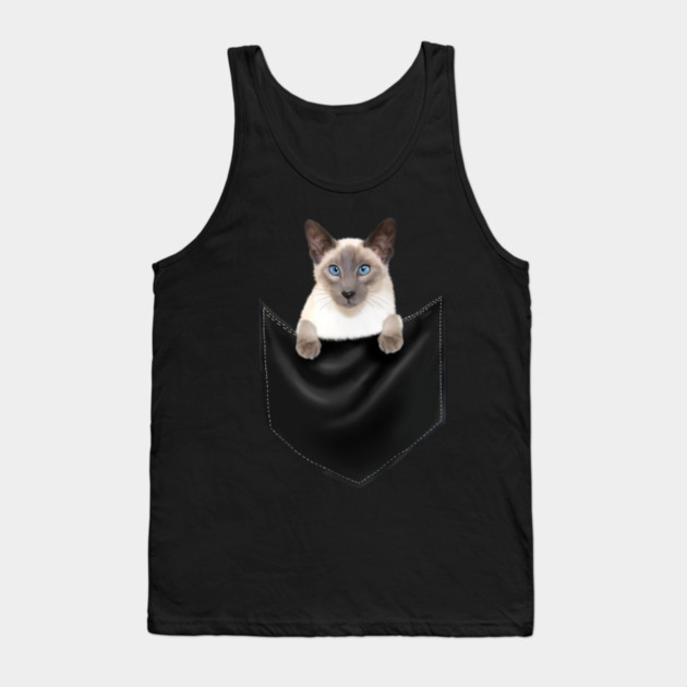 Siamese Cat inside Pocket, Cat Lover Tank Top by logiamerch