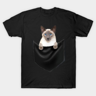 Siamese Cat inside Pocket, Cat Lover T-Shirt