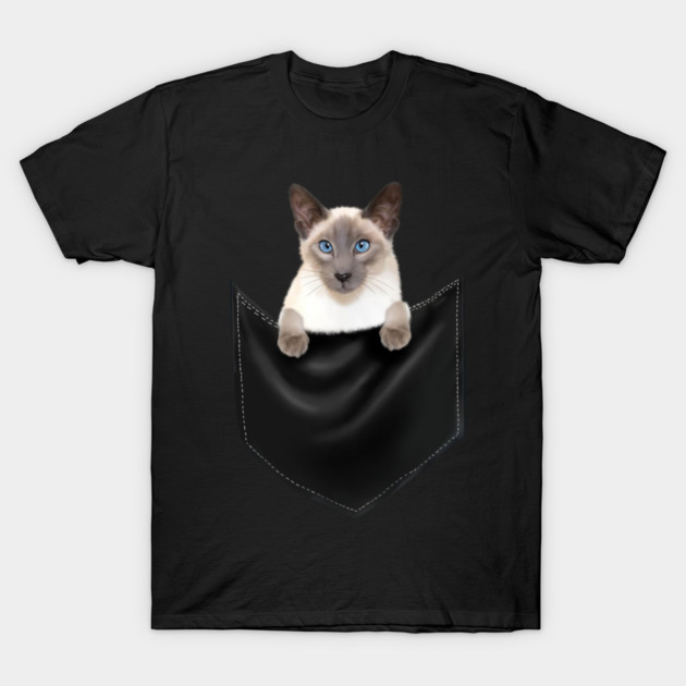 Siamese Cat inside Pocket, Cat Lover T-Shirt by logiamerch