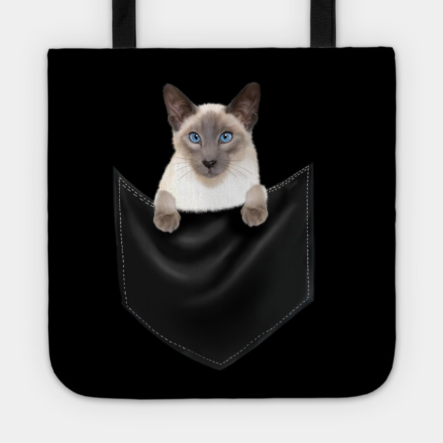 Siamese Cat inside Pocket, Cat Lover Tote by logiamerch