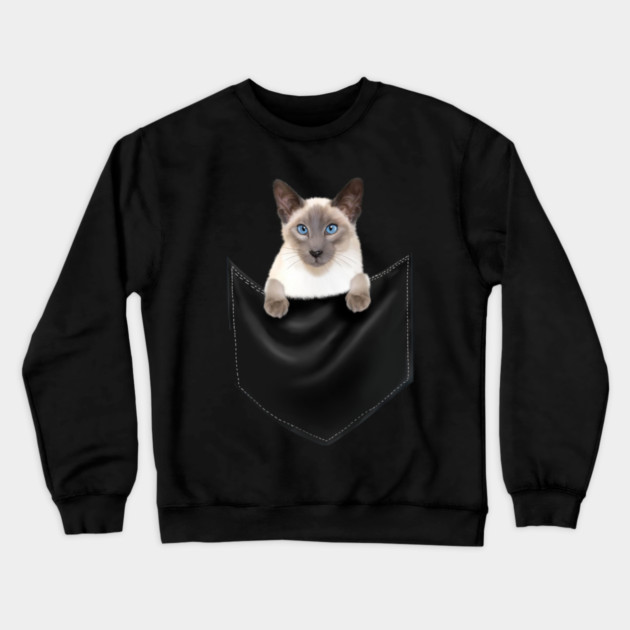 Siamese Cat inside Pocket, Cat Lover Crewneck Sweatshirt by logiamerch