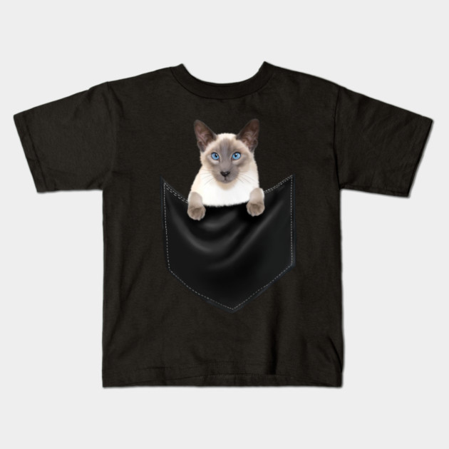Siamese Cat inside Pocket, Cat Lover Kids T-Shirt by logiamerch