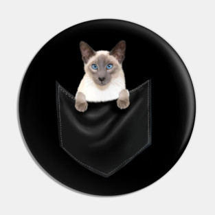 Siamese Cat inside Pocket, Cat Lover Pin