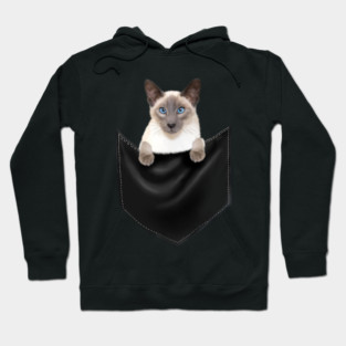 Siamese Cat inside Pocket, Cat Lover Hoodie