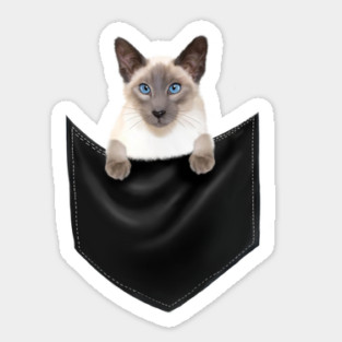 Siamese Cat inside Pocket, Cat Lover Sticker