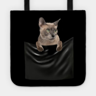 Tonkinese Cat inside Pocket, Cat Lover Tote