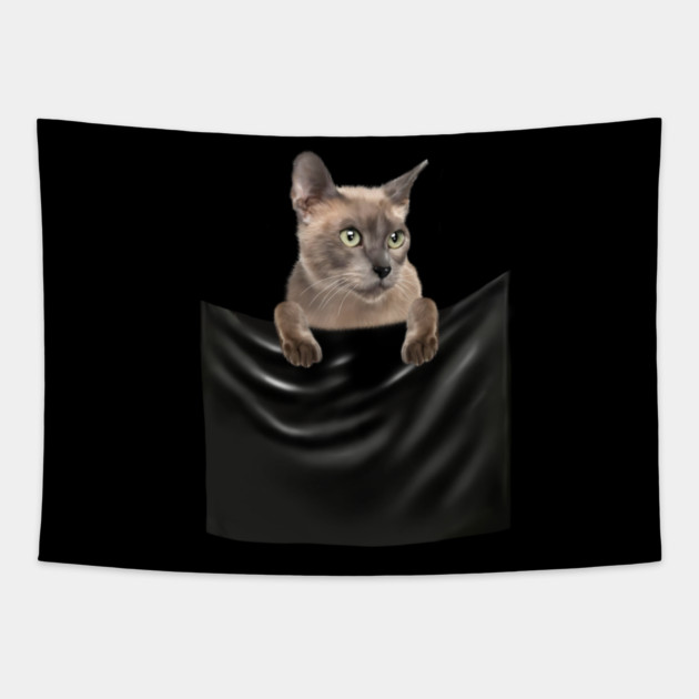 Tonkinese Cat inside Pocket, Cat Lover Tapestry by logiamerch