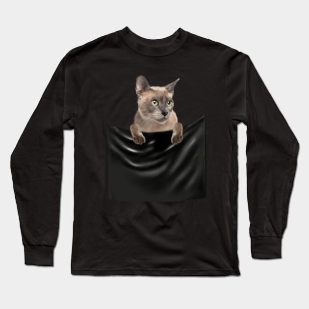 Tonkinese Cat inside Pocket, Cat Lover Long Sleeve T-Shirt by logiamerch