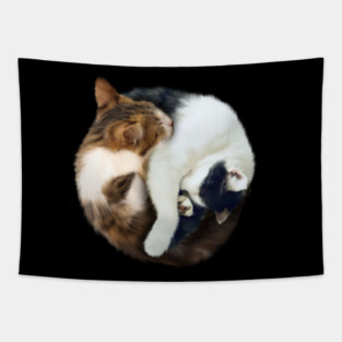 Yin Yang, Cats Cat Lover Kitten,  Chinese Symbol Tapestry