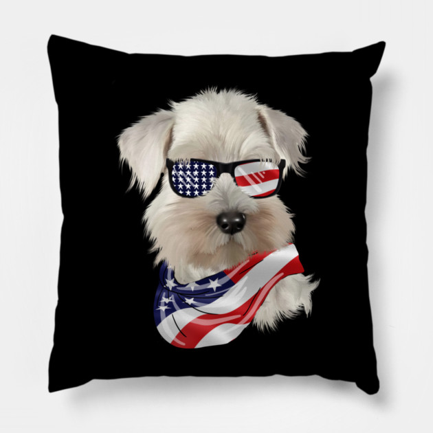 West Highland White Terrier Dog, USA Flag, American Dog Pillow by logiamerch
