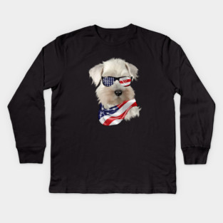 West Highland White Terrier Dog, USA Flag, American Dog Kids Long Sleeve T-Shirt