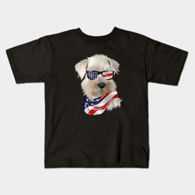 West Highland White Terrier Dog, USA Flag, American Dog Kids T-Shirt by logiamerch