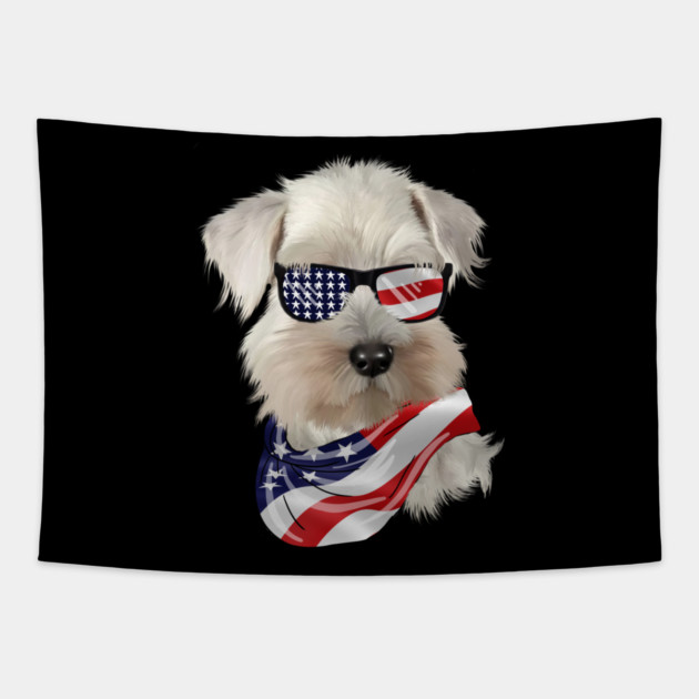 West Highland White Terrier Dog, USA Flag, American Dog Tapestry by logiamerch