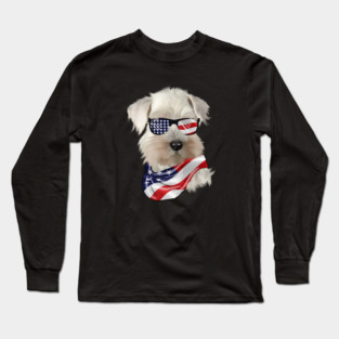 West Highland White Terrier Dog, USA Flag, American Dog Long Sleeve T-Shirt