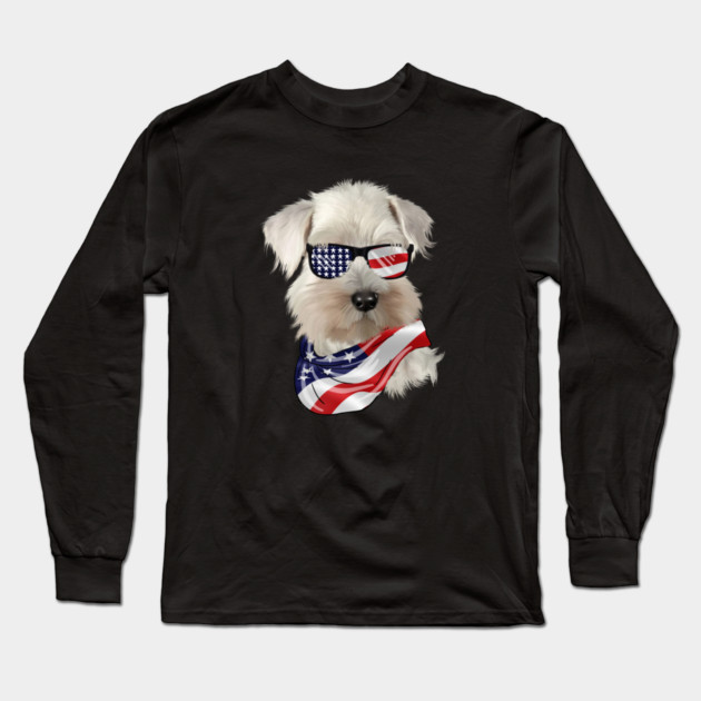 West Highland White Terrier Dog, USA Flag, American Dog Long Sleeve T-Shirt by logiamerch