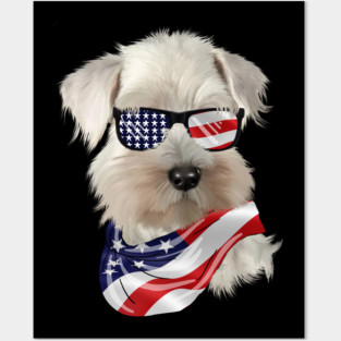 West Highland White Terrier Dog, USA Flag, American Dog Posters and Art